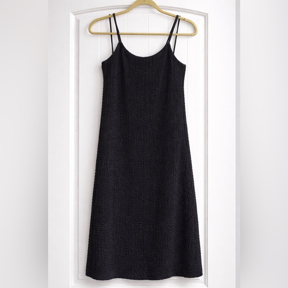 Z Supply Black Textured Stretch Midi Dress Spaghetti Strap Lined - Picture 2 of 6